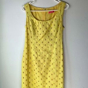 Isaac Mizrahi Yellow Midi sunflower dress size 6